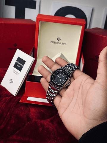 Men’s Luxury Chronograph Watch – Stainless Steel Case with Textured Silicone Strap